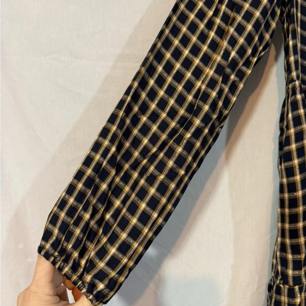 LOFT Navy and Beige Checkered Dress - Picture 2 of 8